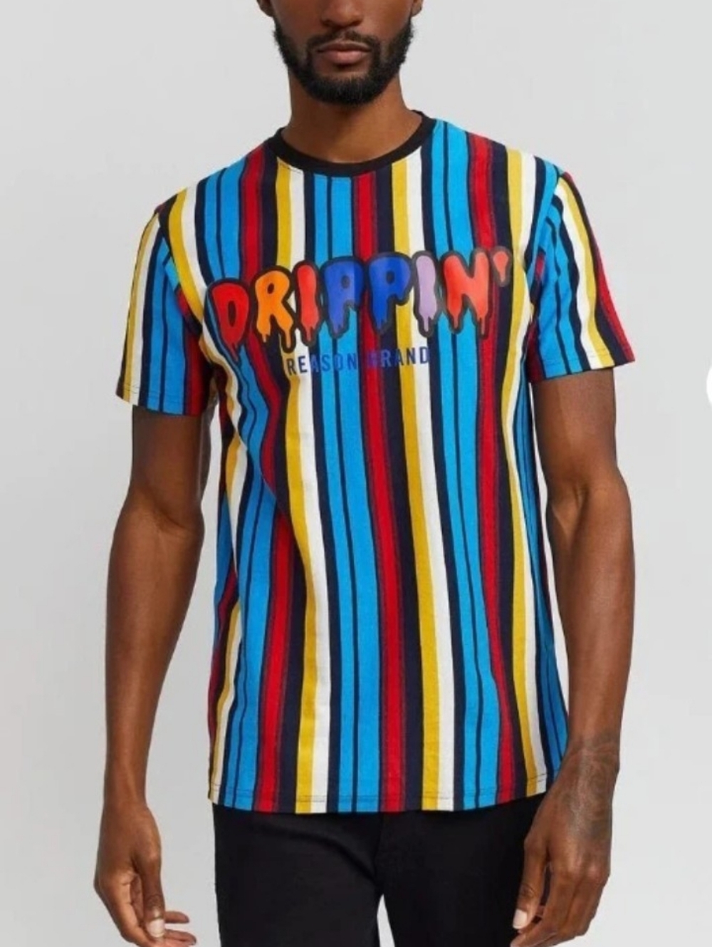 Reason Multicolor Striped 'DRIPPIN'' Graphic Short Sleeve Tee